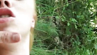One girlfriend gets fucked outdoor another at home